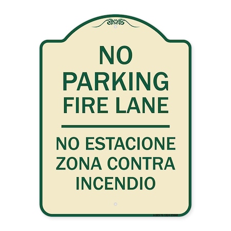 Signmission No Estacione Zona Contra Incendio Heavy-Gauge Aluminum Architectural Sign, 24" H, TG-1824-23848 A-DES-TG-1824-23848